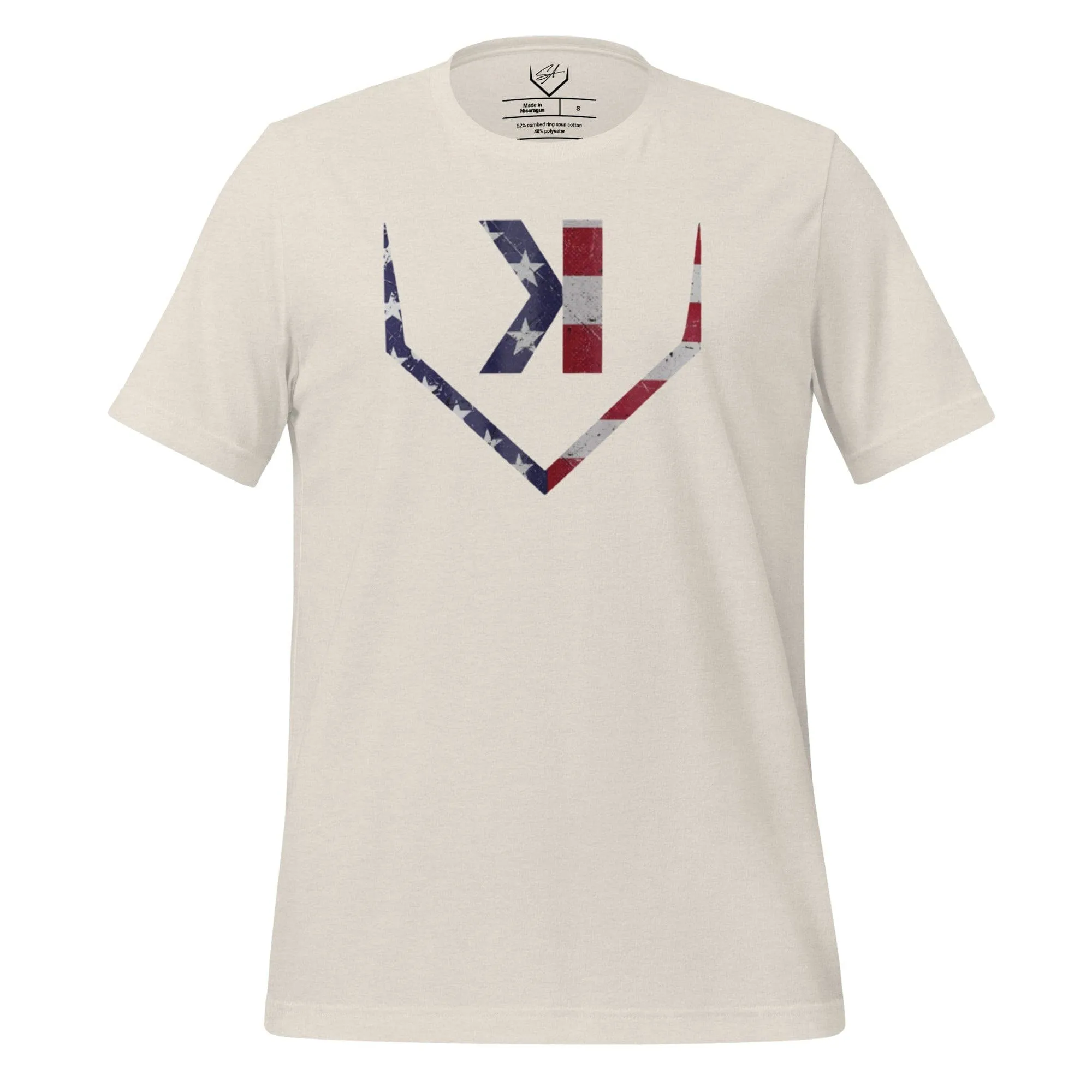 American Flag Home Plate Distressed - Adult Tee