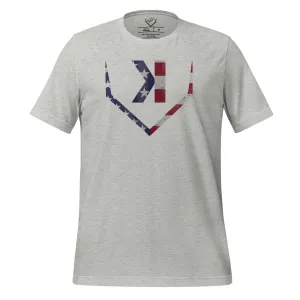 American Flag Home Plate Distressed - Adult Tee