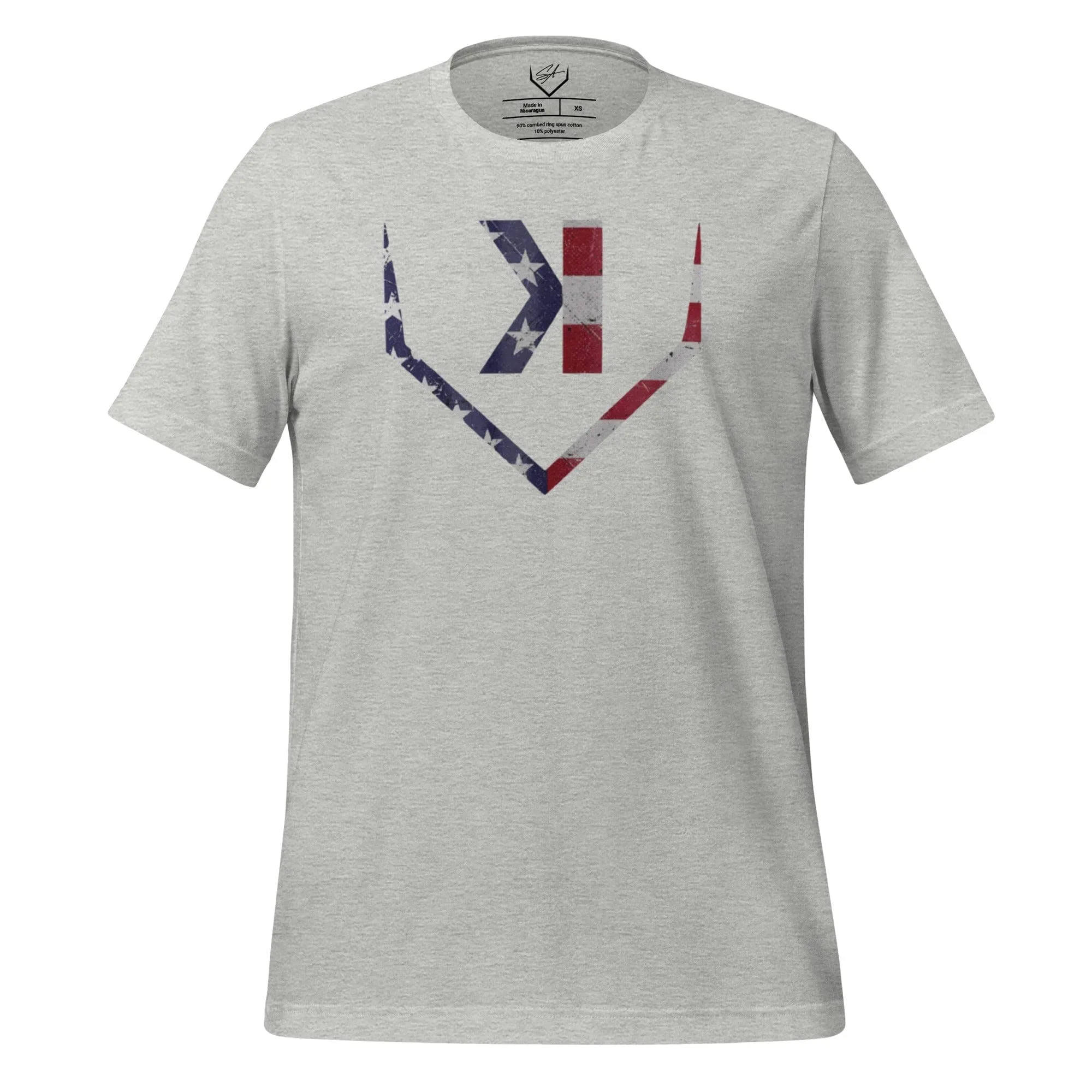 American Flag Home Plate Distressed - Adult Tee