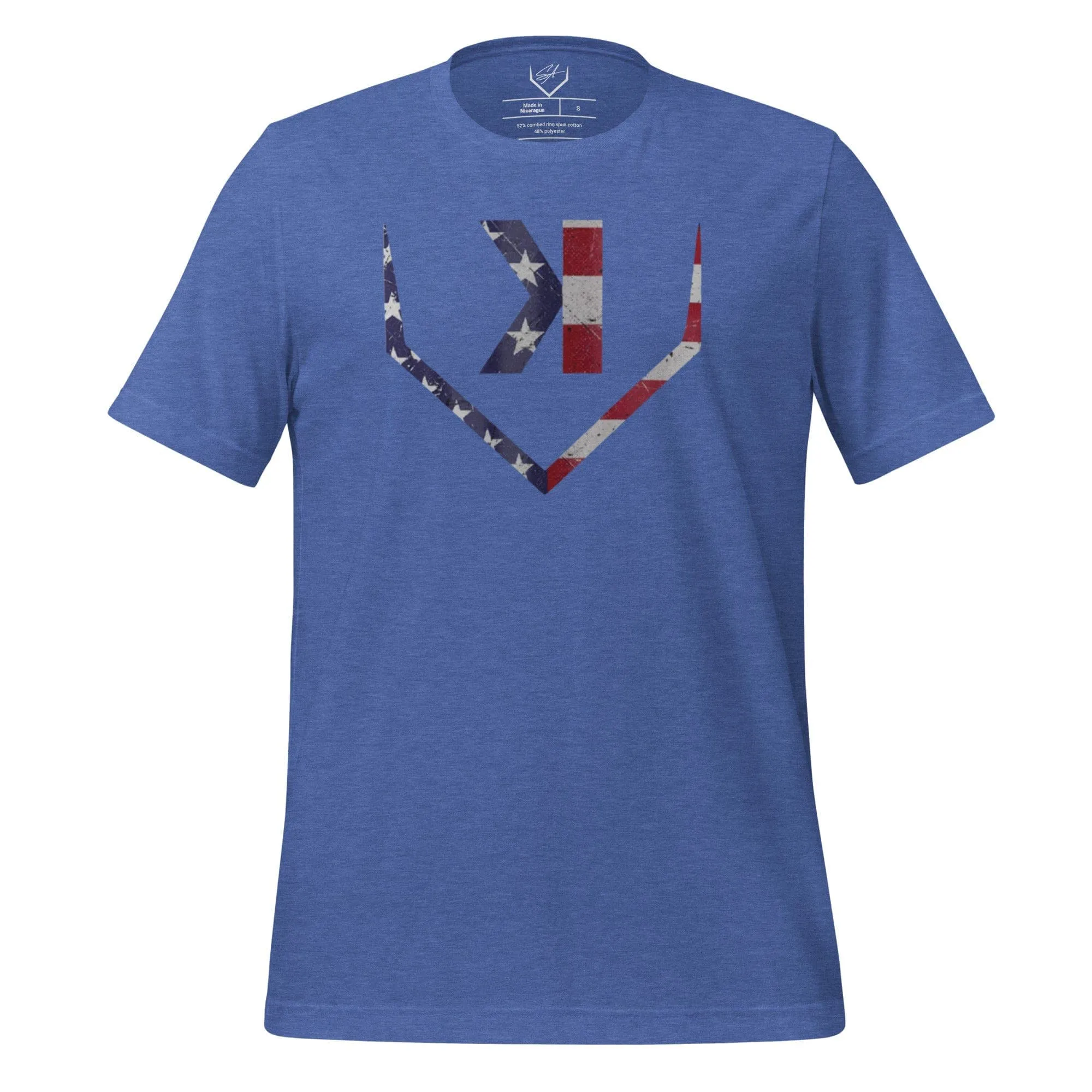 American Flag Home Plate Distressed - Adult Tee