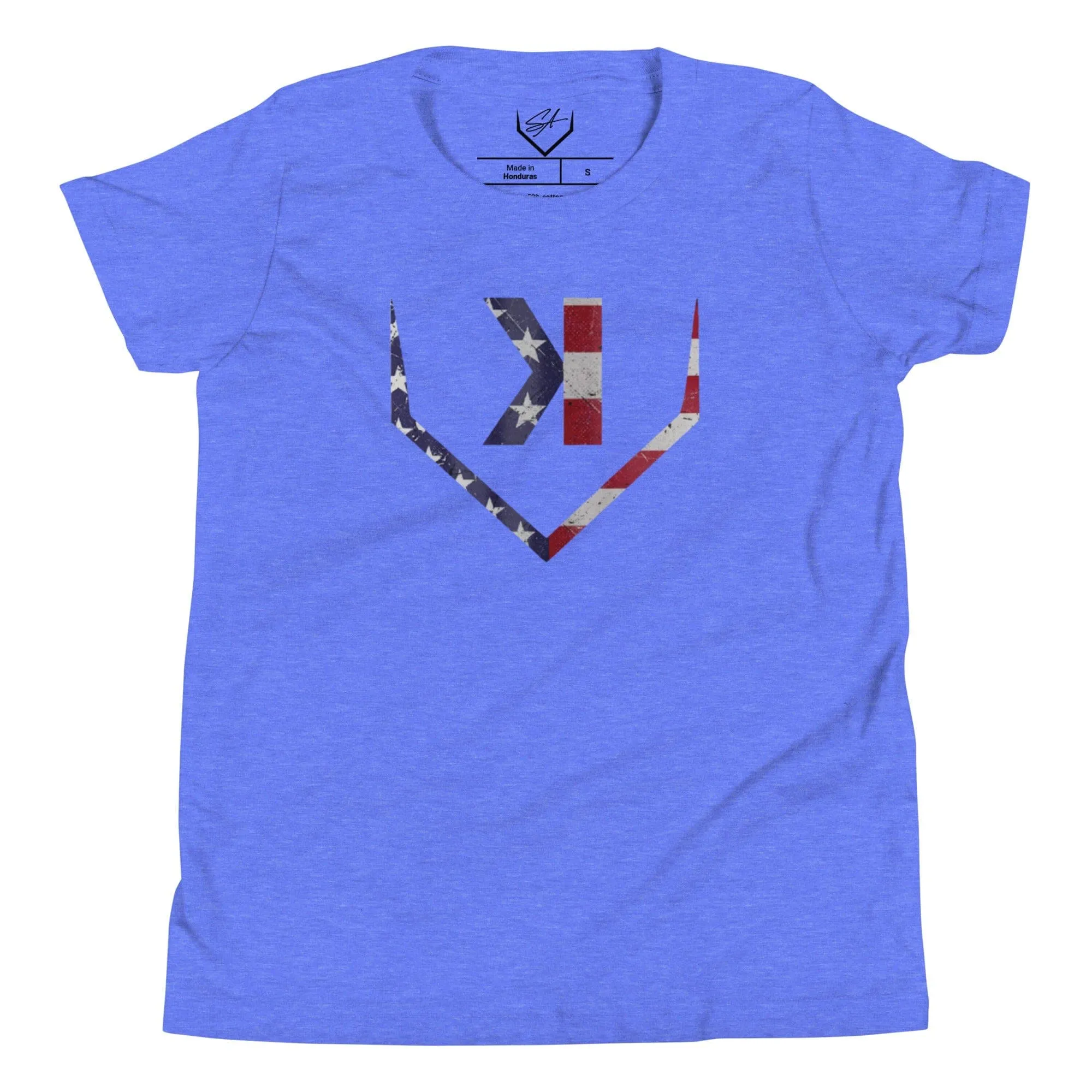 American Flag Home Plate Distressed - Youth Tee