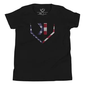 American Flag Home Plate Distressed - Youth Tee