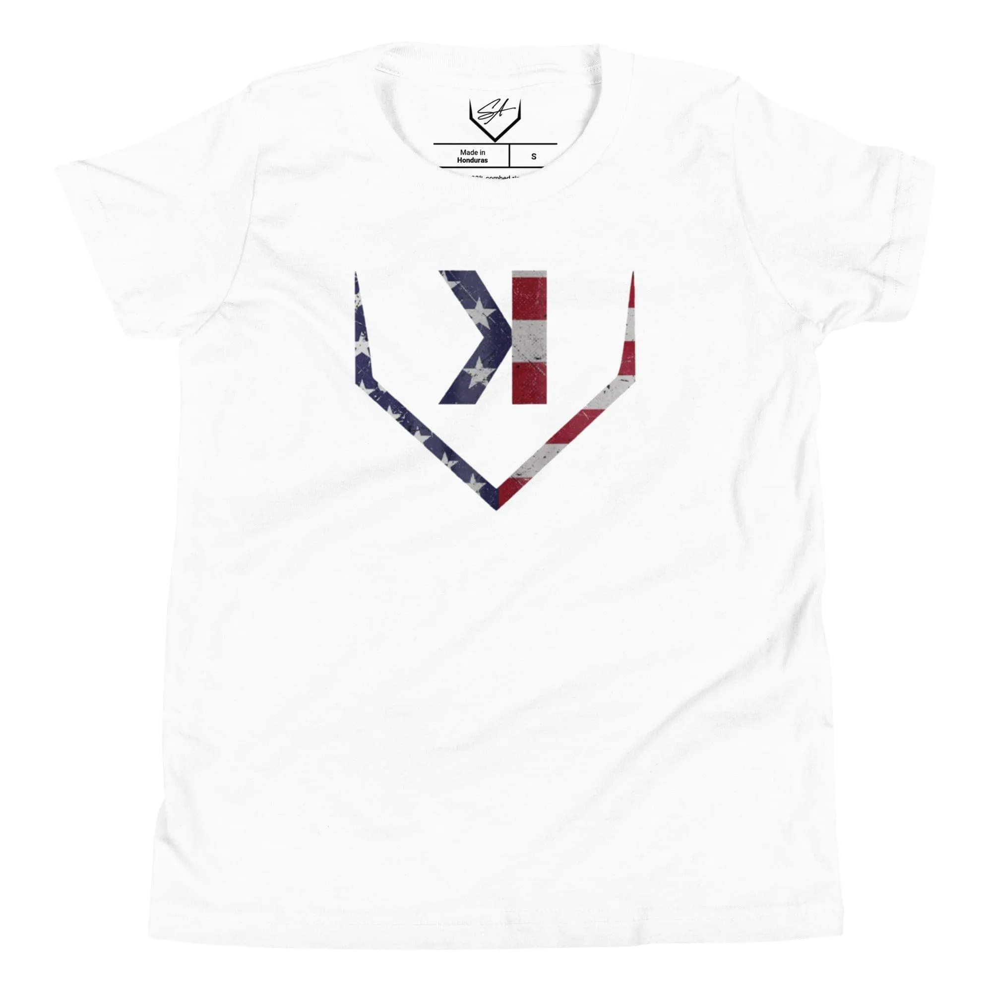 American Flag Home Plate Distressed - Youth Tee