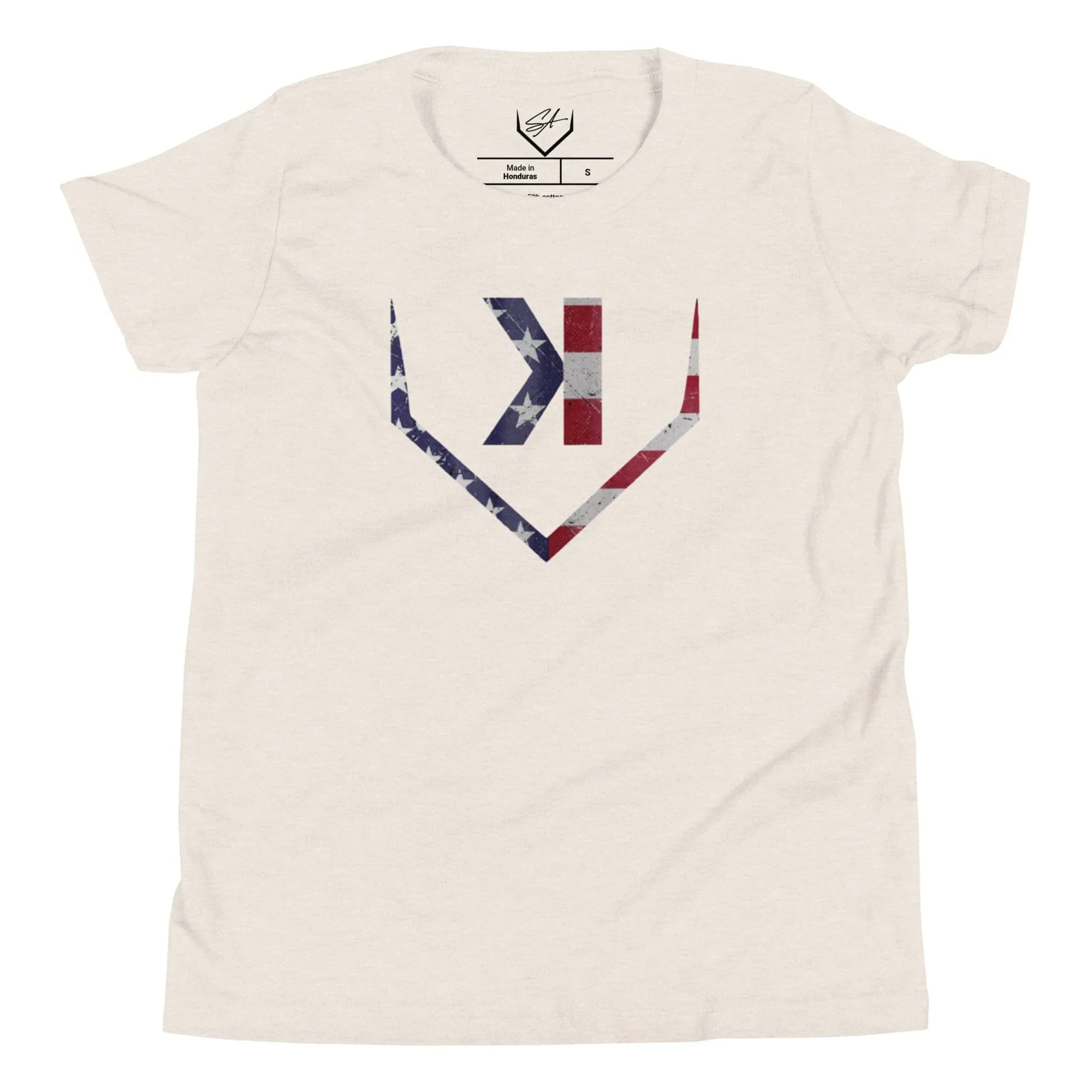 American Flag Home Plate Distressed - Youth Tee