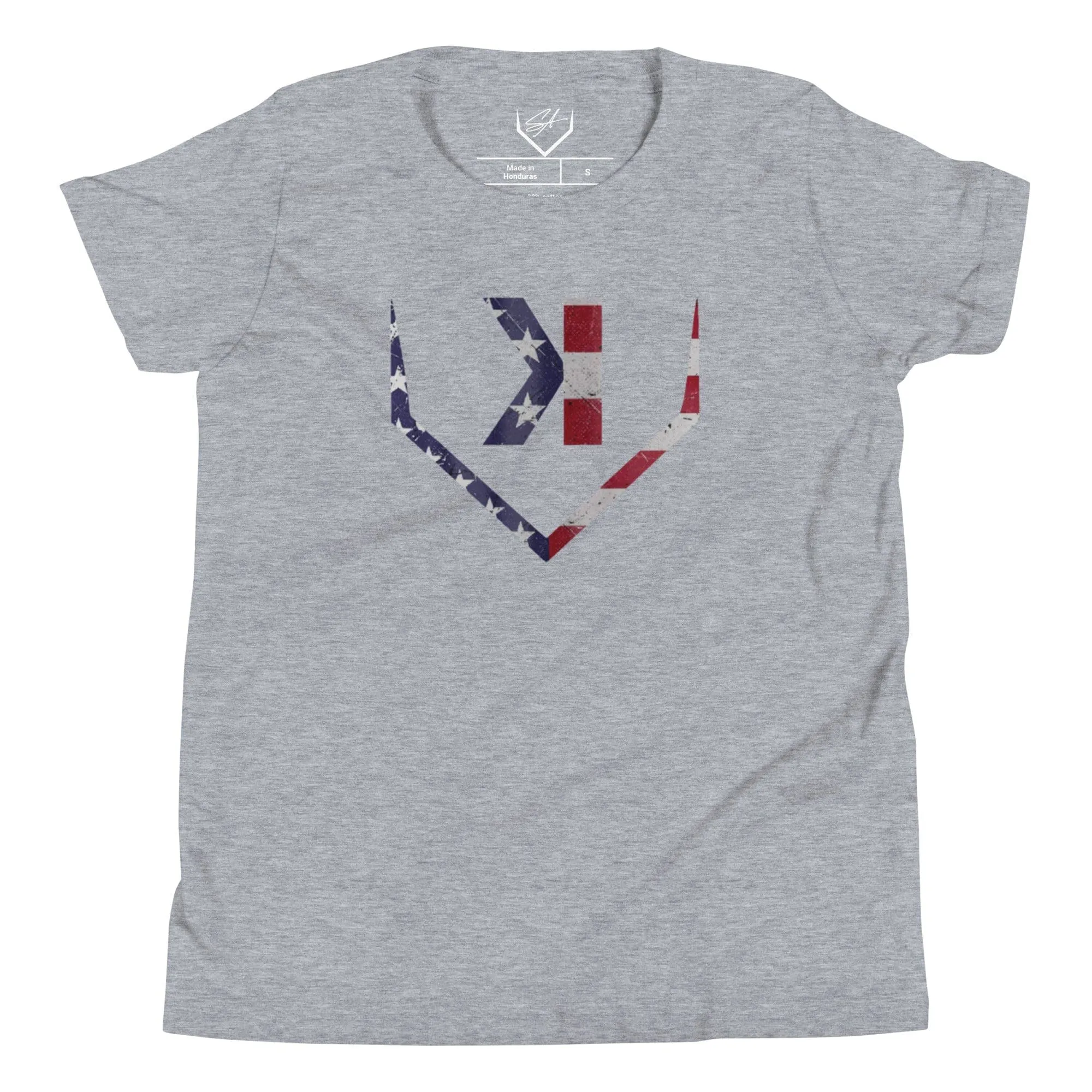 American Flag Home Plate Distressed - Youth Tee