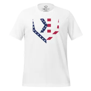 American Flag Home Plate Non-Distressed - Adult Tee