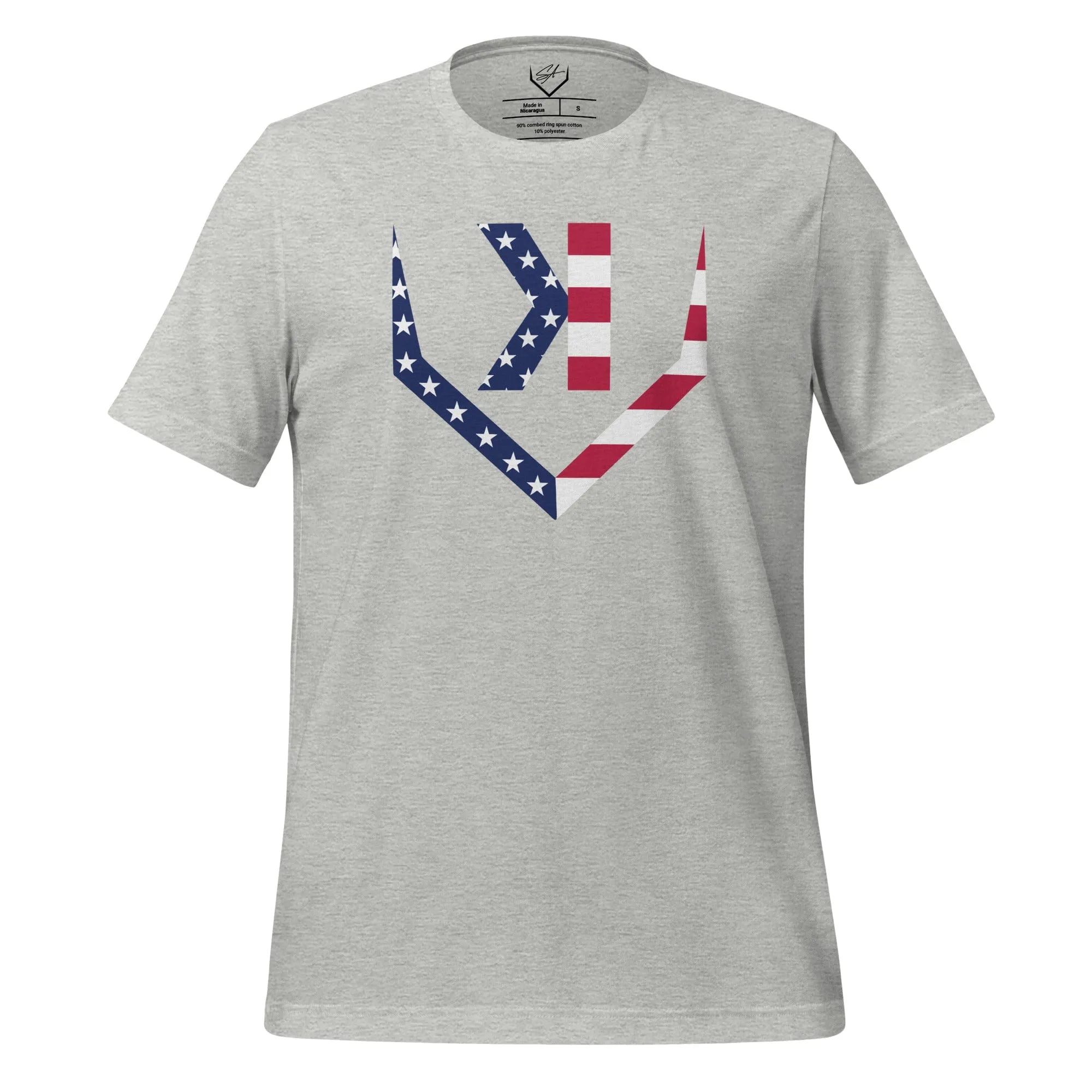 American Flag Home Plate Non-Distressed - Adult Tee