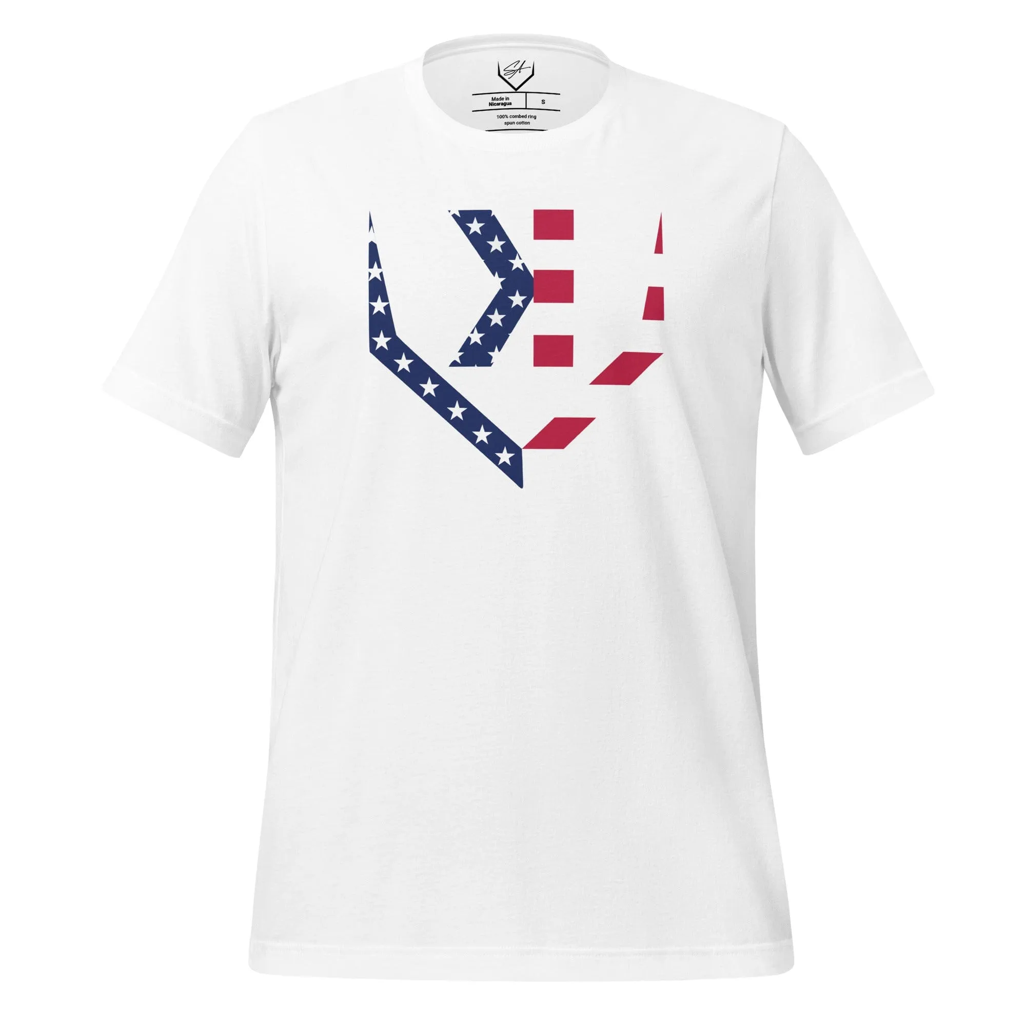 American Flag Home Plate Non-Distressed - Adult Tee