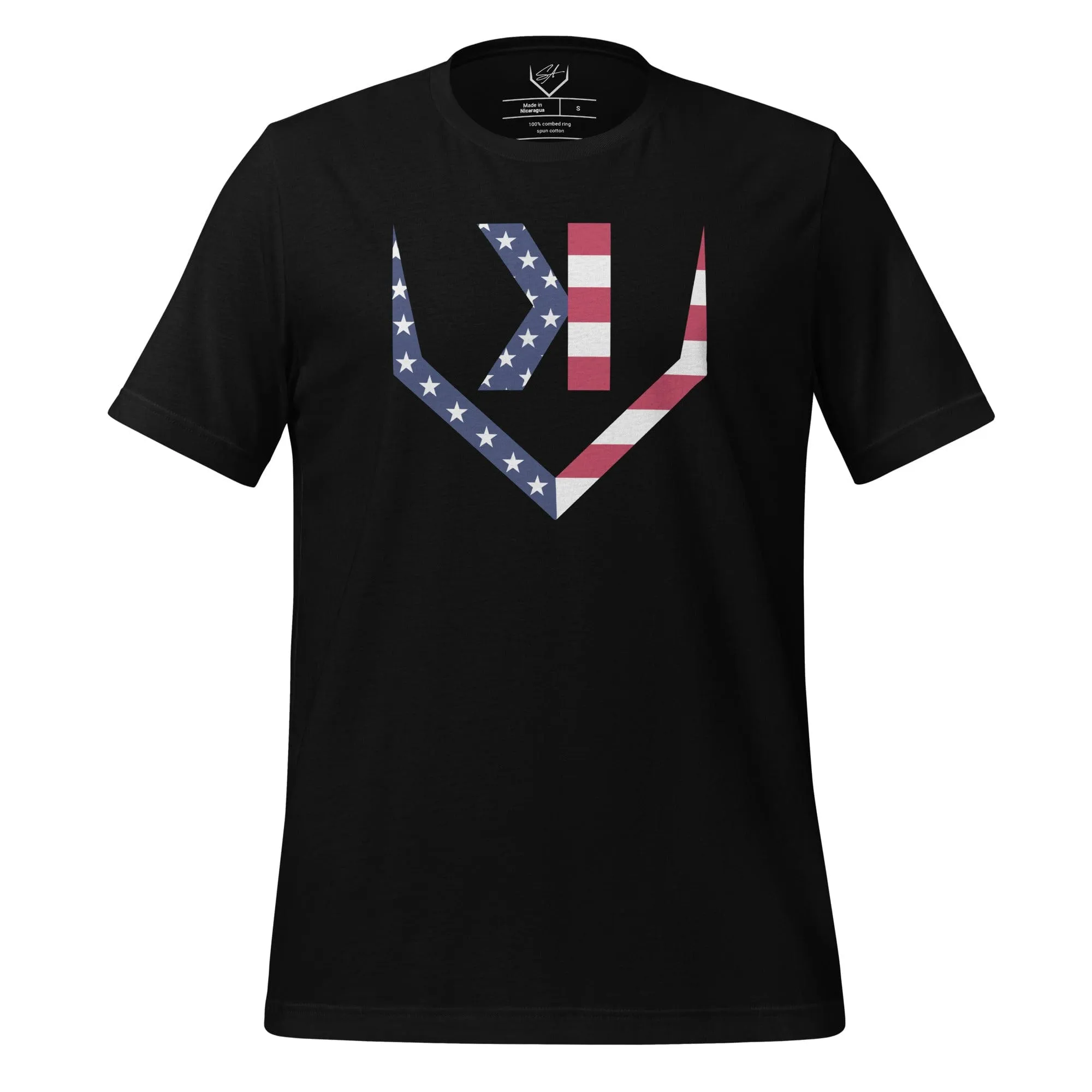 American Flag Home Plate Non-Distressed - Adult Tee