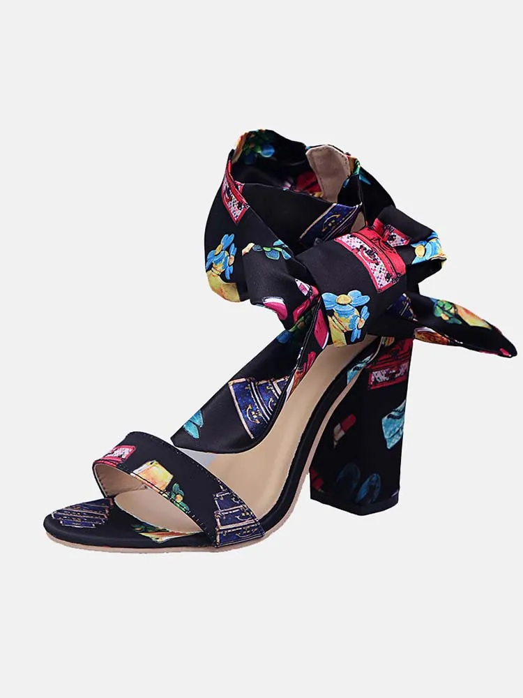 Amozae-Bowknot High Square Heel Sandals