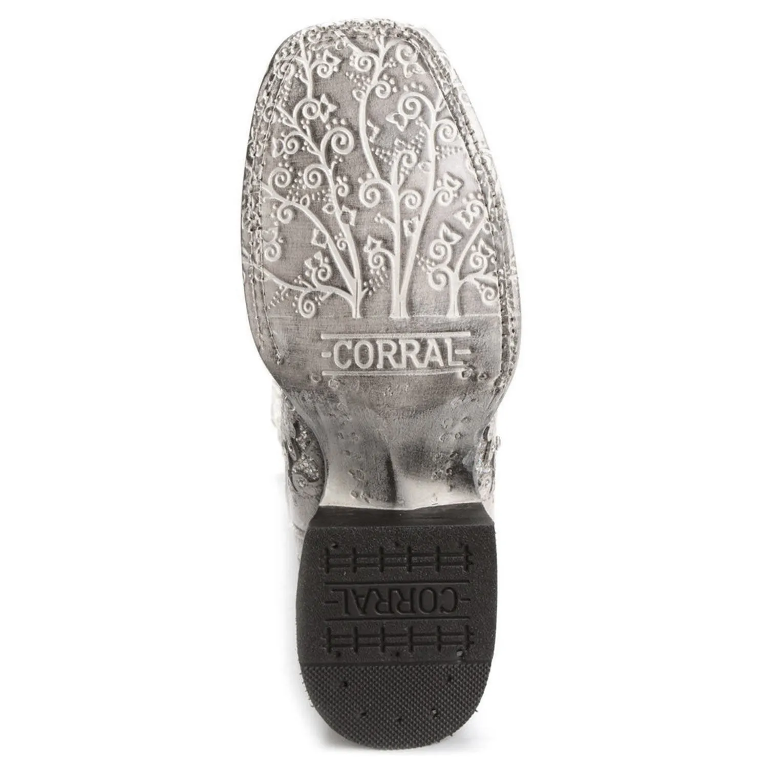 Corral | Glitter Inlay Studs & Crystals | SQ. Toe | White