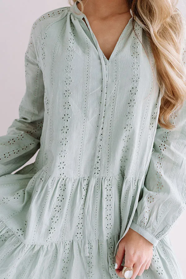 Excited For Paradise Eyelet Dress in Pear
