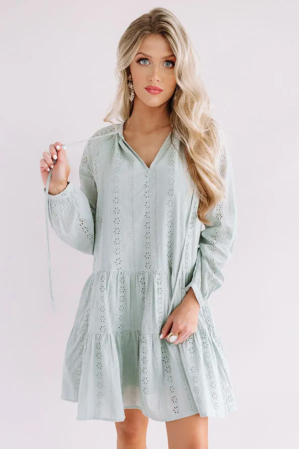 Excited For Paradise Eyelet Dress in Pear