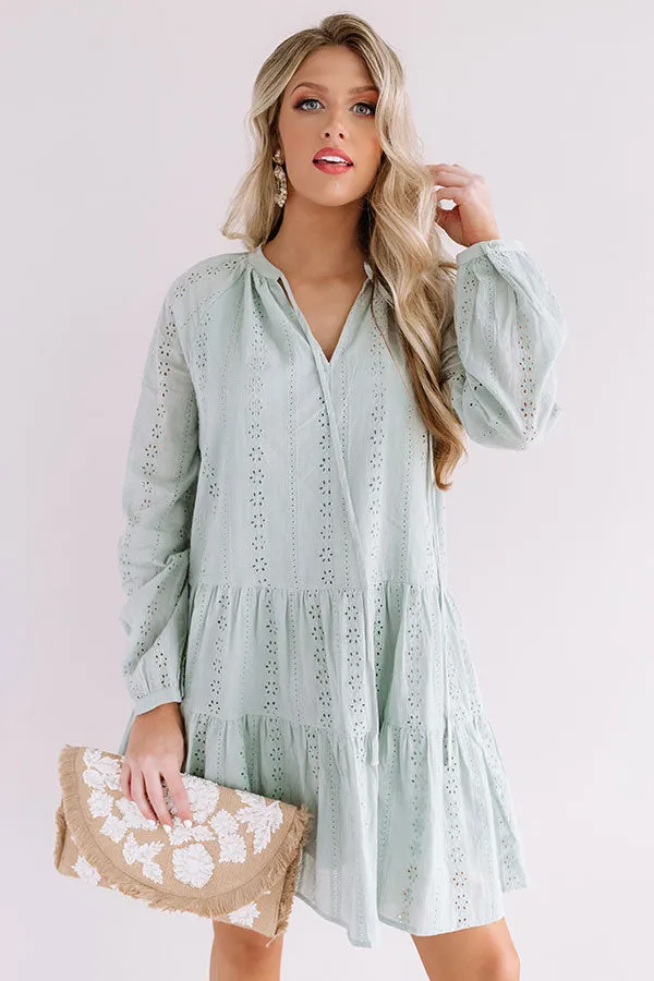 Excited For Paradise Eyelet Dress in Pear