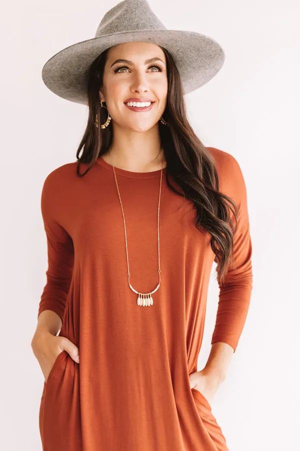 Fall Fashion Forward T-shirt Midi in Rust