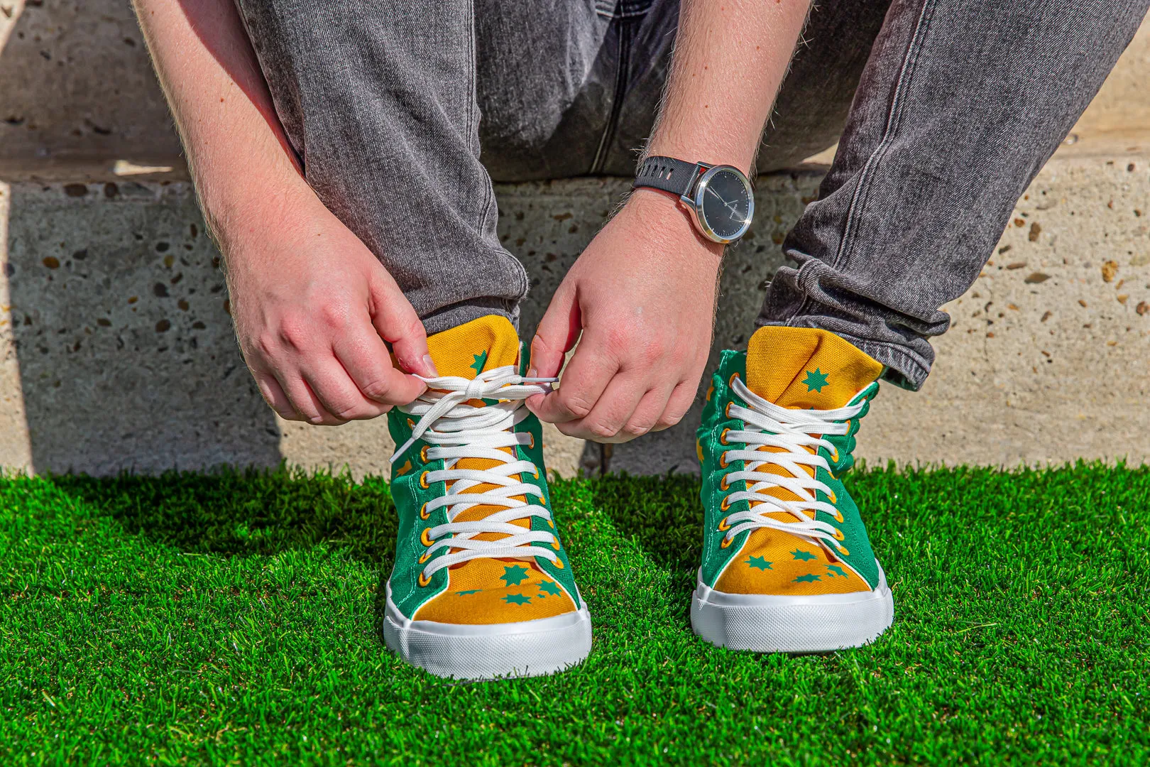 Freaky Fanatics Australia-Themed High-Top Sneakers