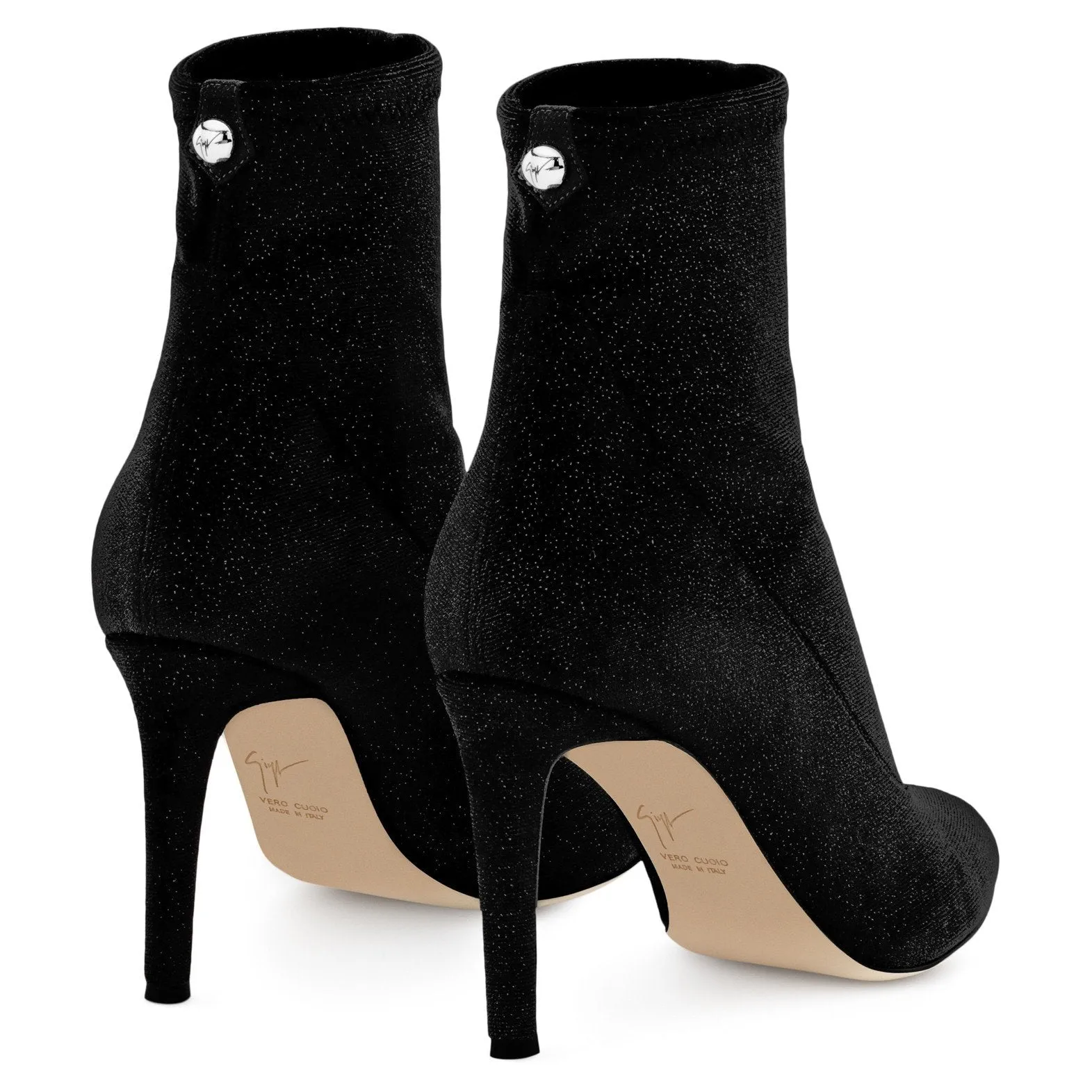 GIUSEPPE ZANOTTI Celeste Glitter Velvet Stretch Bootie, Black