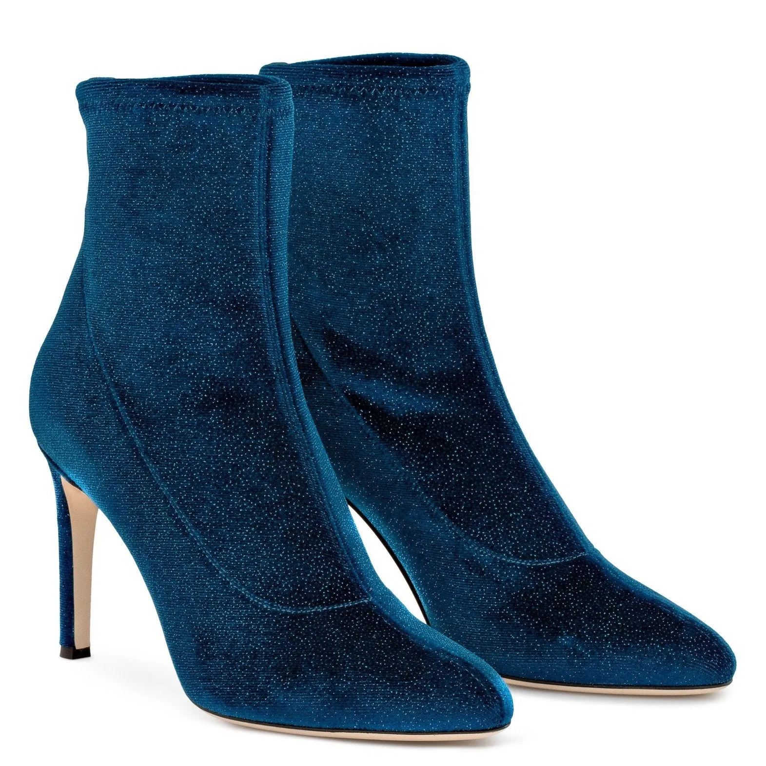 GIUSEPPE ZANOTTI Celeste Glitter Velvet Stretch Bootie, Blue