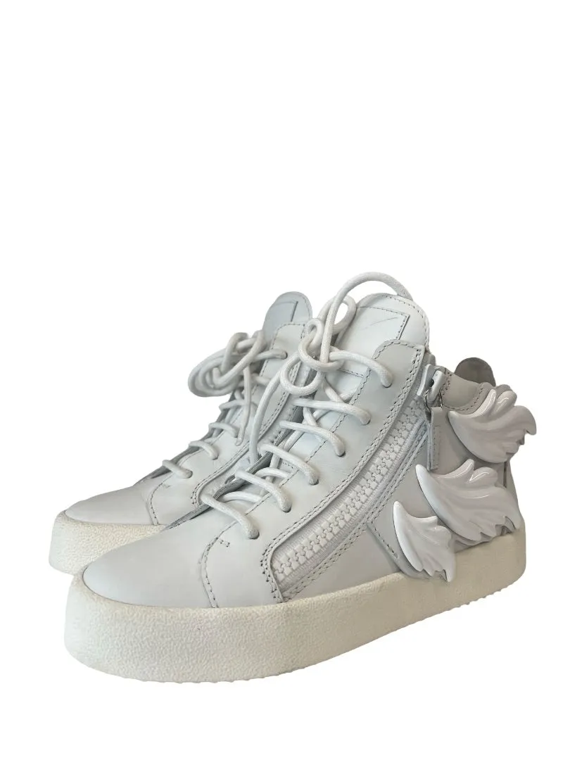 Giuseppe Zanotti White High Top Angel Sneaker. Size: 36