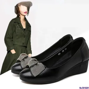 Joskaa Womans Shoes Leather Wedge Platform Heels Office Ladies Shoes For Women Spring Autumn Female Zapatos Oxfords Fashion