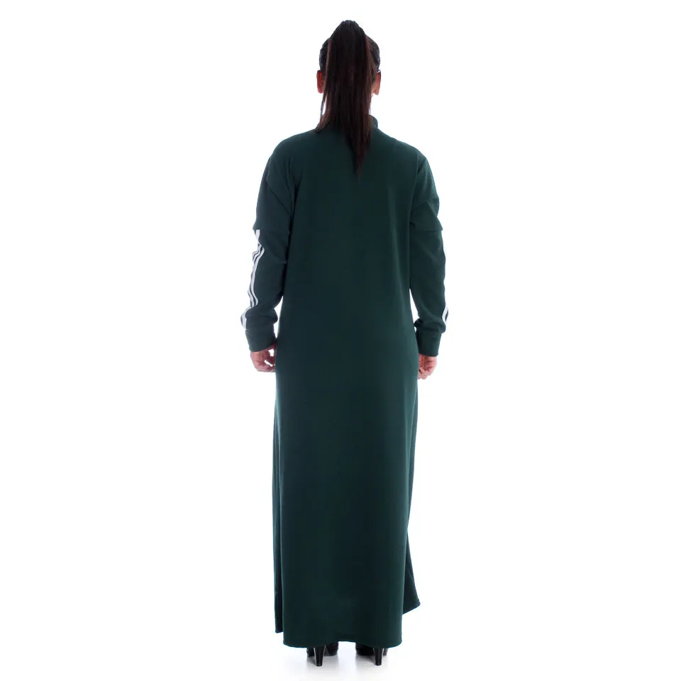 Long Striped Sports Dress / green - free size -7091