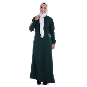 Long Striped Sports Dress / green - free size -7091