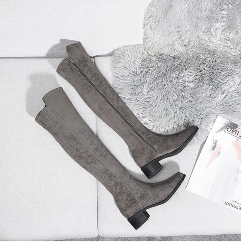 Long Tube Flat Side Zip Boots