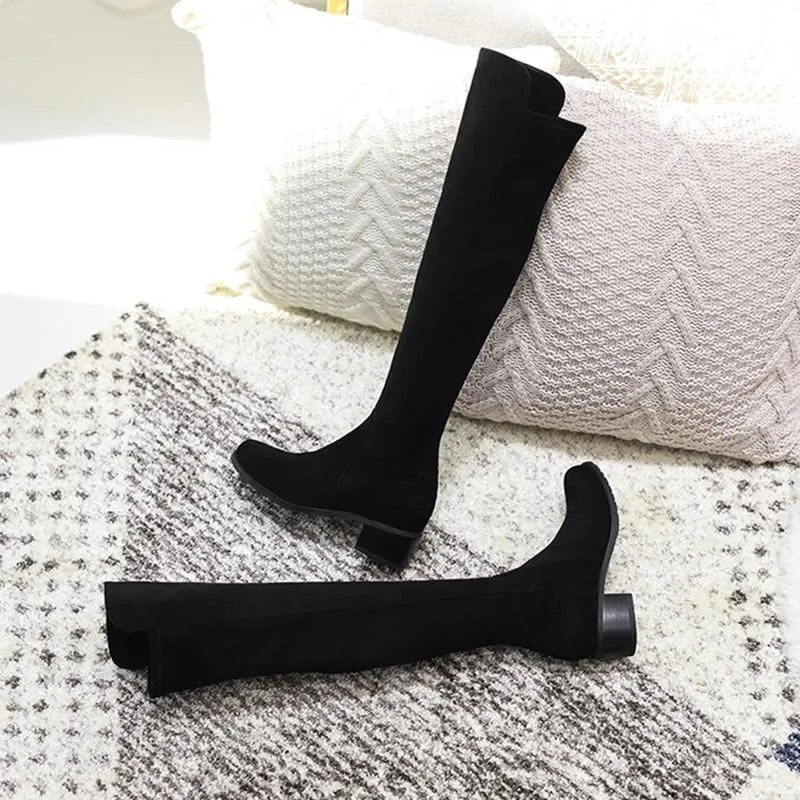 Long Tube Flat Side Zip Boots
