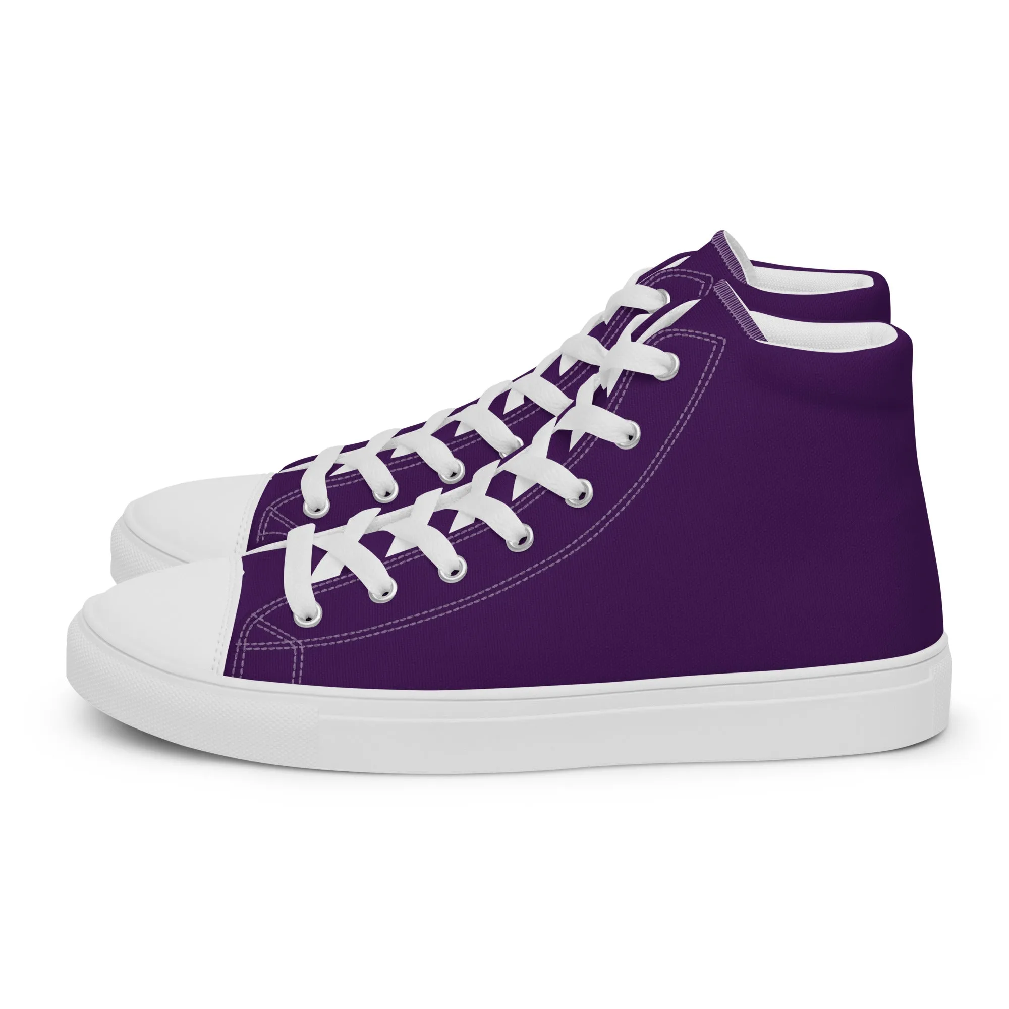 Men’s Deep Purple high top canvas shoes, Men's Purple Sneakers