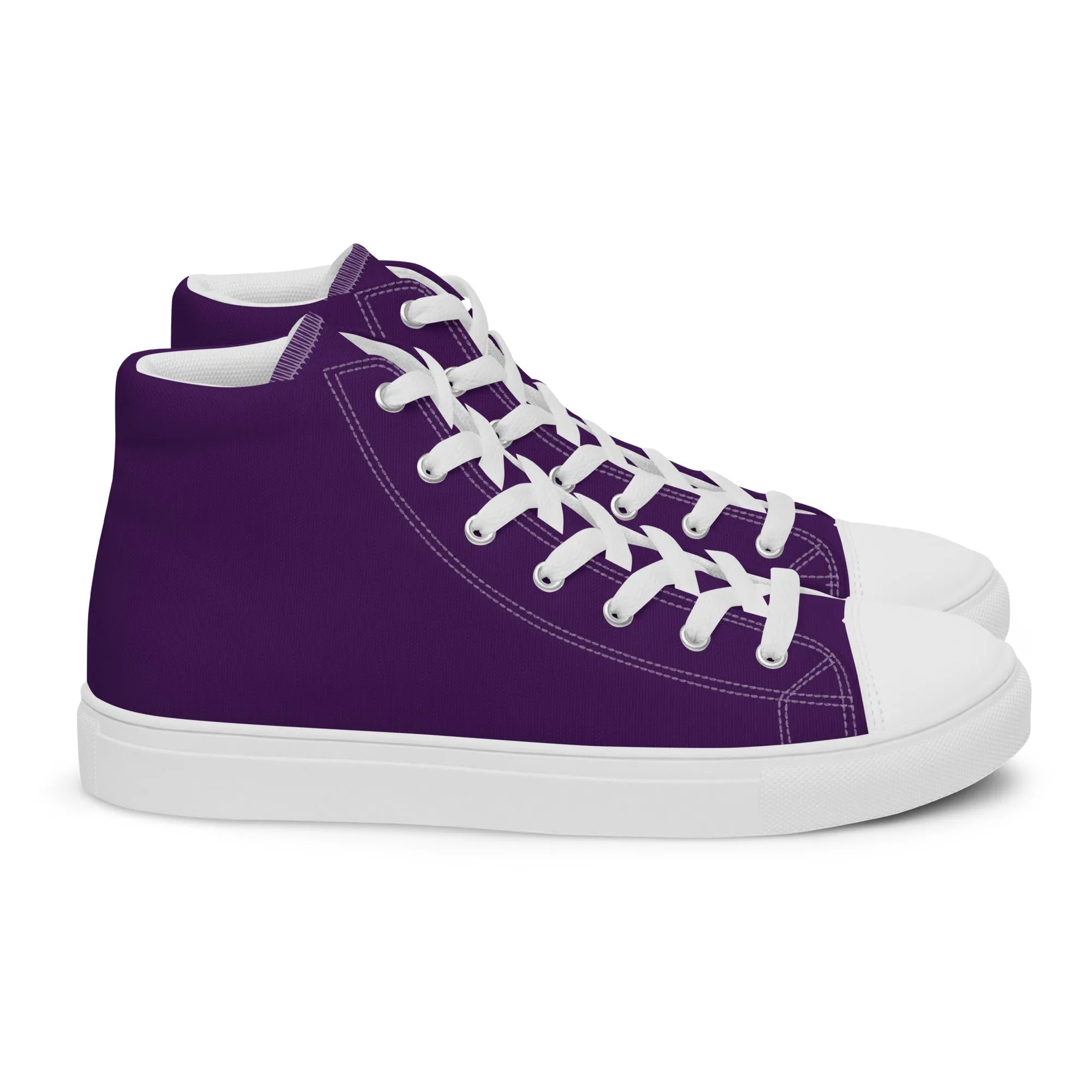 Men’s Deep Purple high top canvas shoes, Men's Purple Sneakers