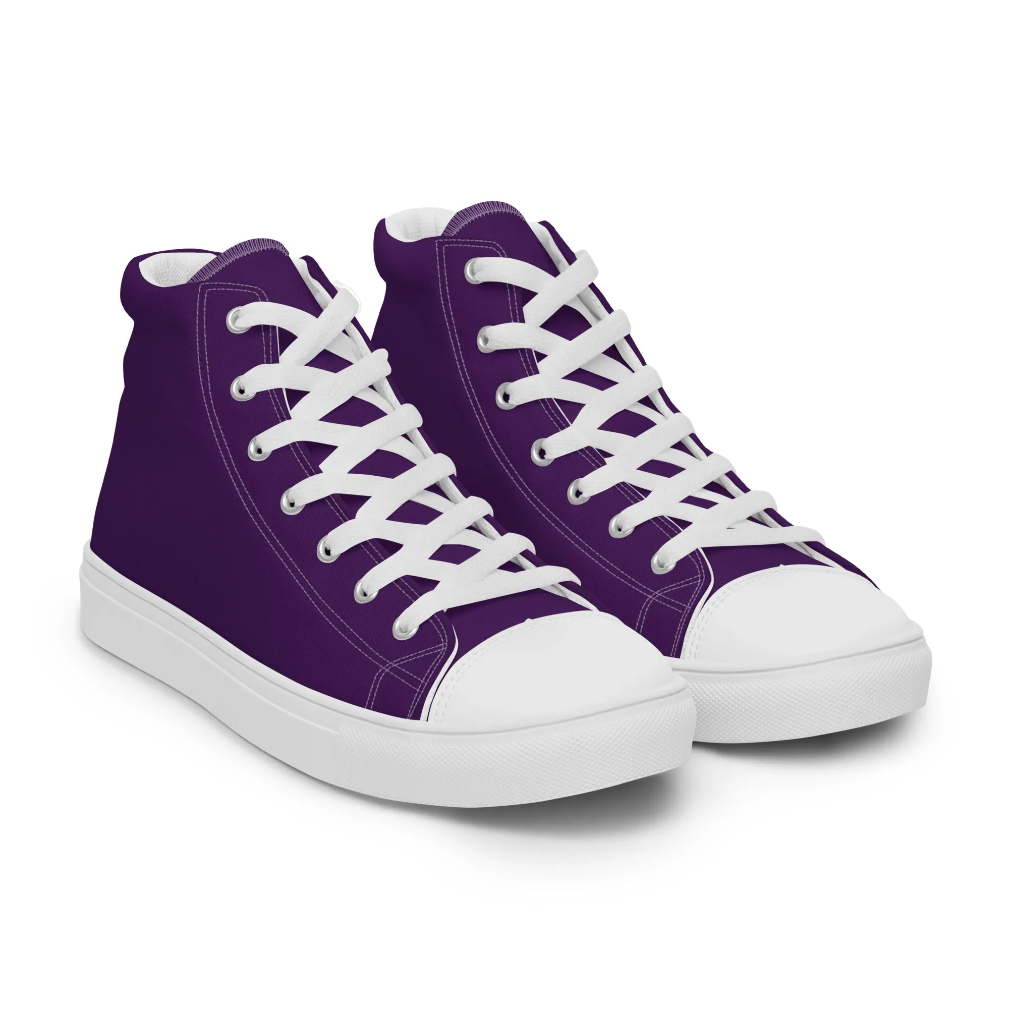 Men’s Deep Purple high top canvas shoes, Men's Purple Sneakers