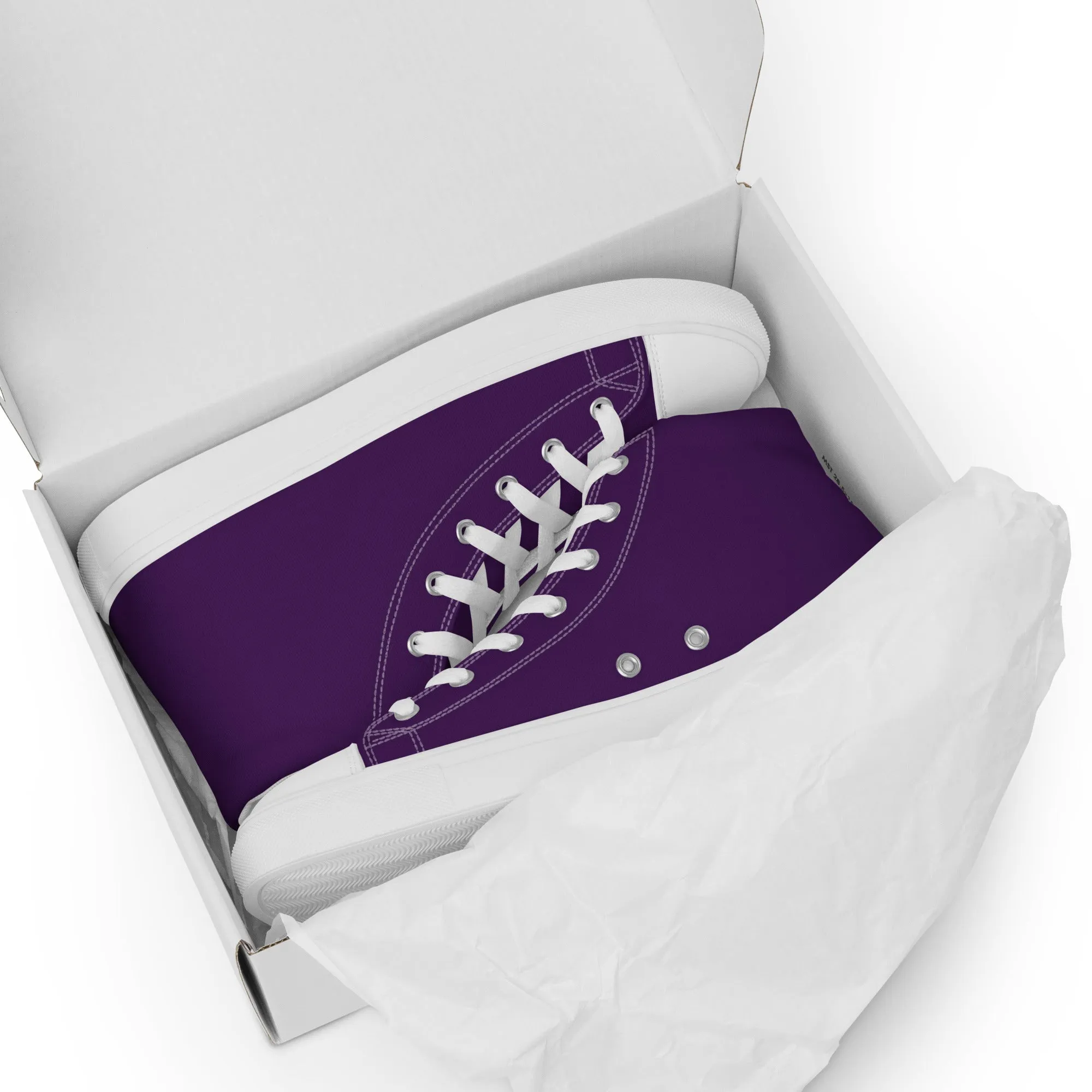 Men’s Deep Purple high top canvas shoes, Men's Purple Sneakers