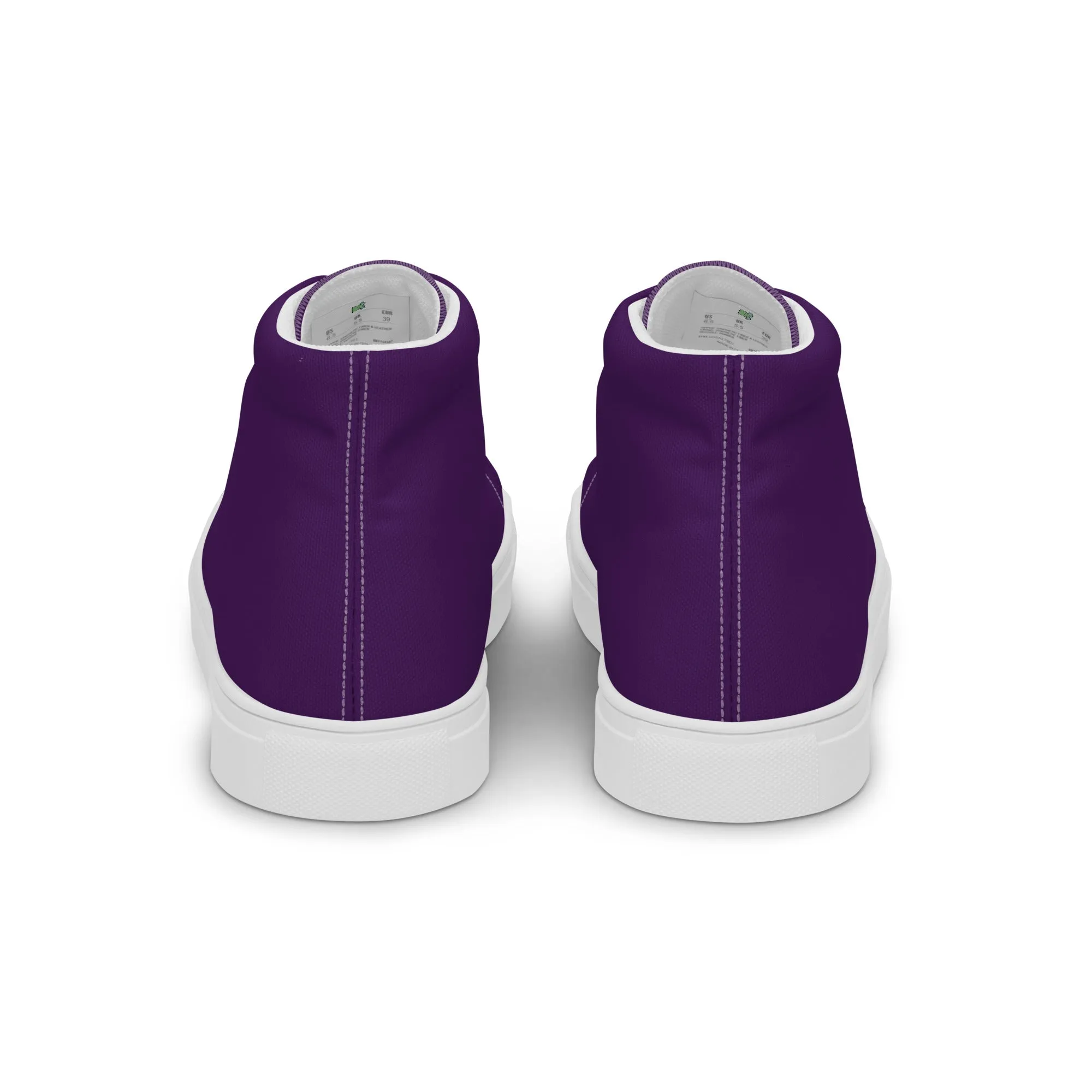 Men’s Deep Purple high top canvas shoes, Men's Purple Sneakers