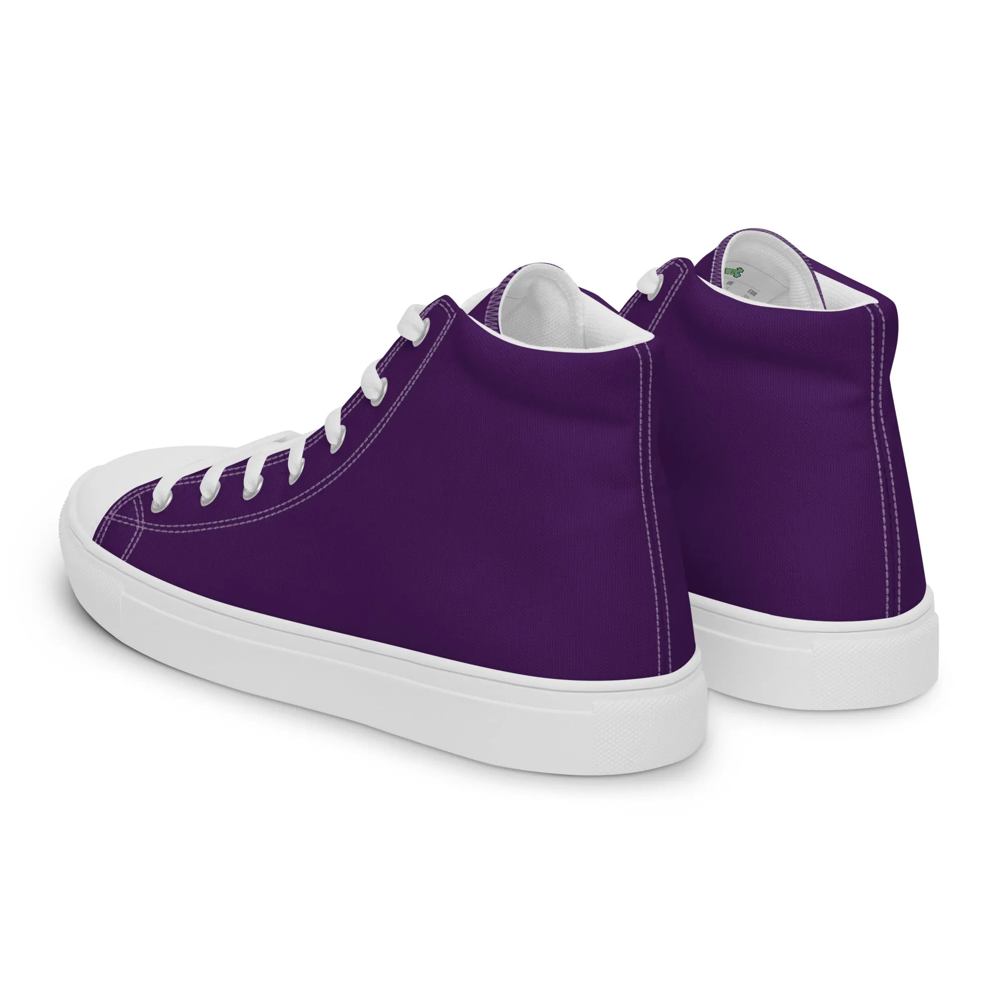 Men’s Deep Purple high top canvas shoes, Men's Purple Sneakers