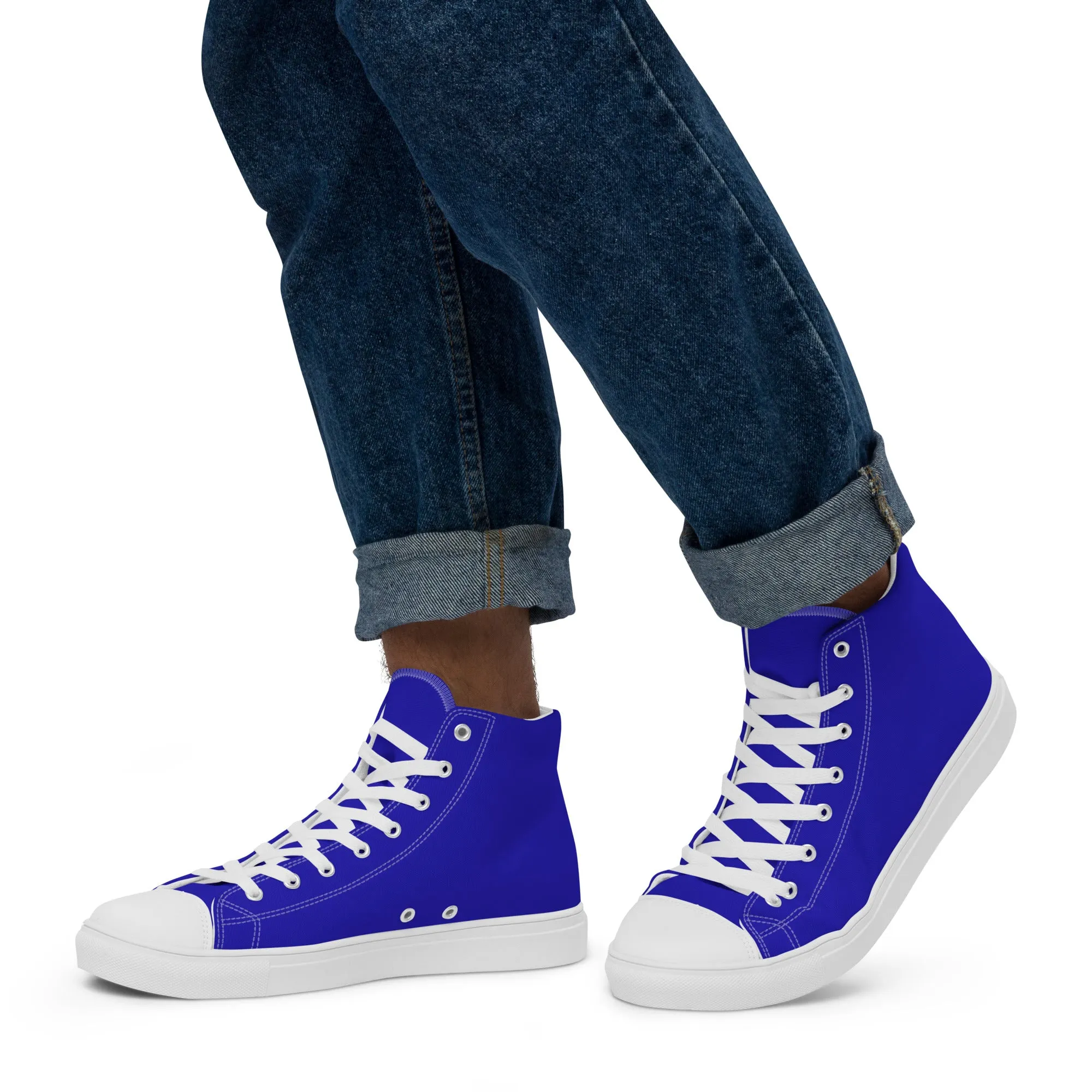 Men’s Royal Blue high top canvas shoes, Men's blue high top sneakers