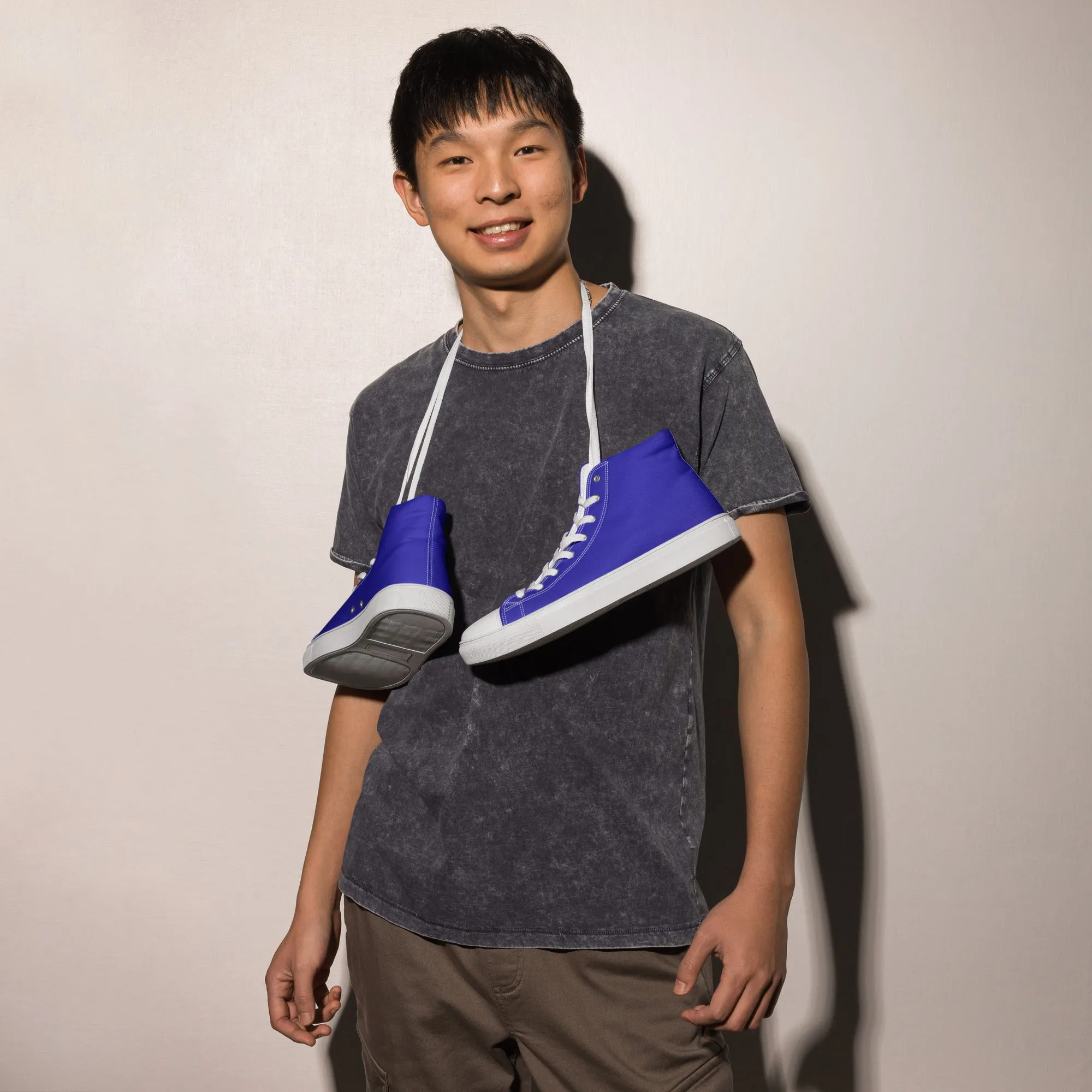 Men’s Royal Blue high top canvas shoes, Men's blue high top sneakers