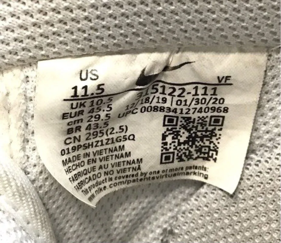 Nike Men's Air Force 1 Low '07 315122-111 White Basketball Shoes - Size 11.5
