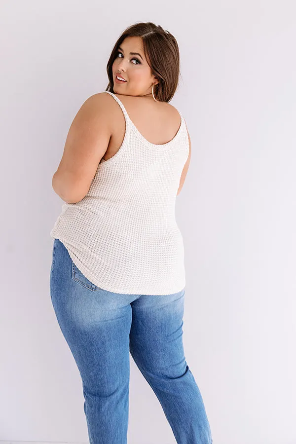 Patio Pretty Waffle Knit Tank In Birch Curves