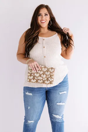 Patio Pretty Waffle Knit Tank In Birch Curves