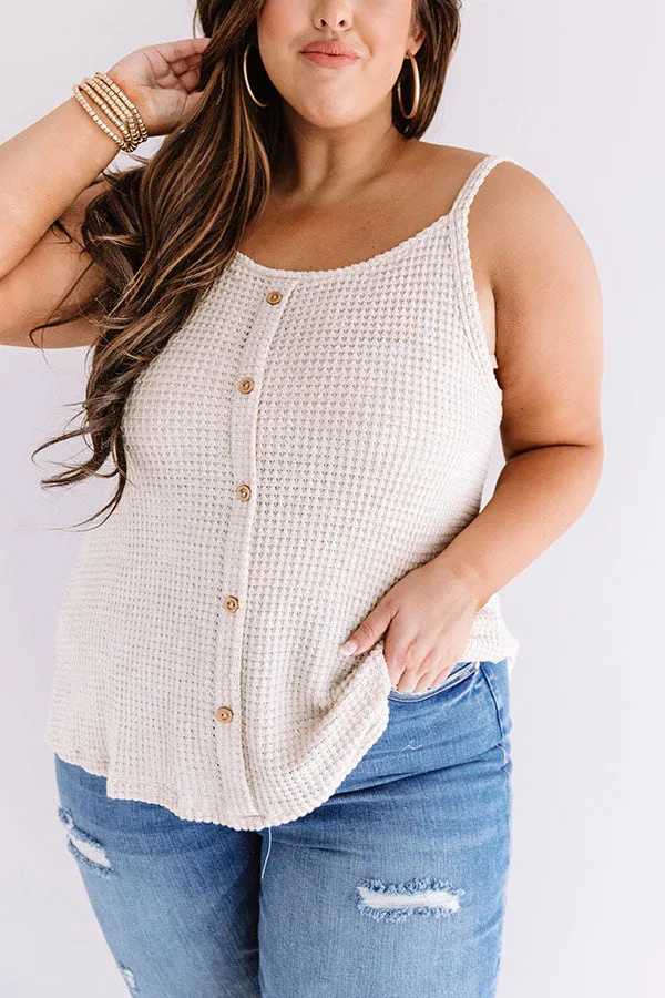 Patio Pretty Waffle Knit Tank In Birch Curves