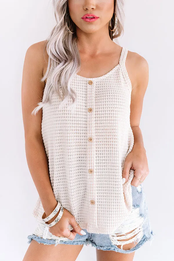 Patio Pretty Waffle Knit Tank In Birch