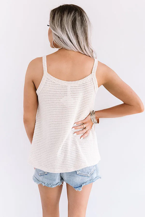 Patio Pretty Waffle Knit Tank In Birch