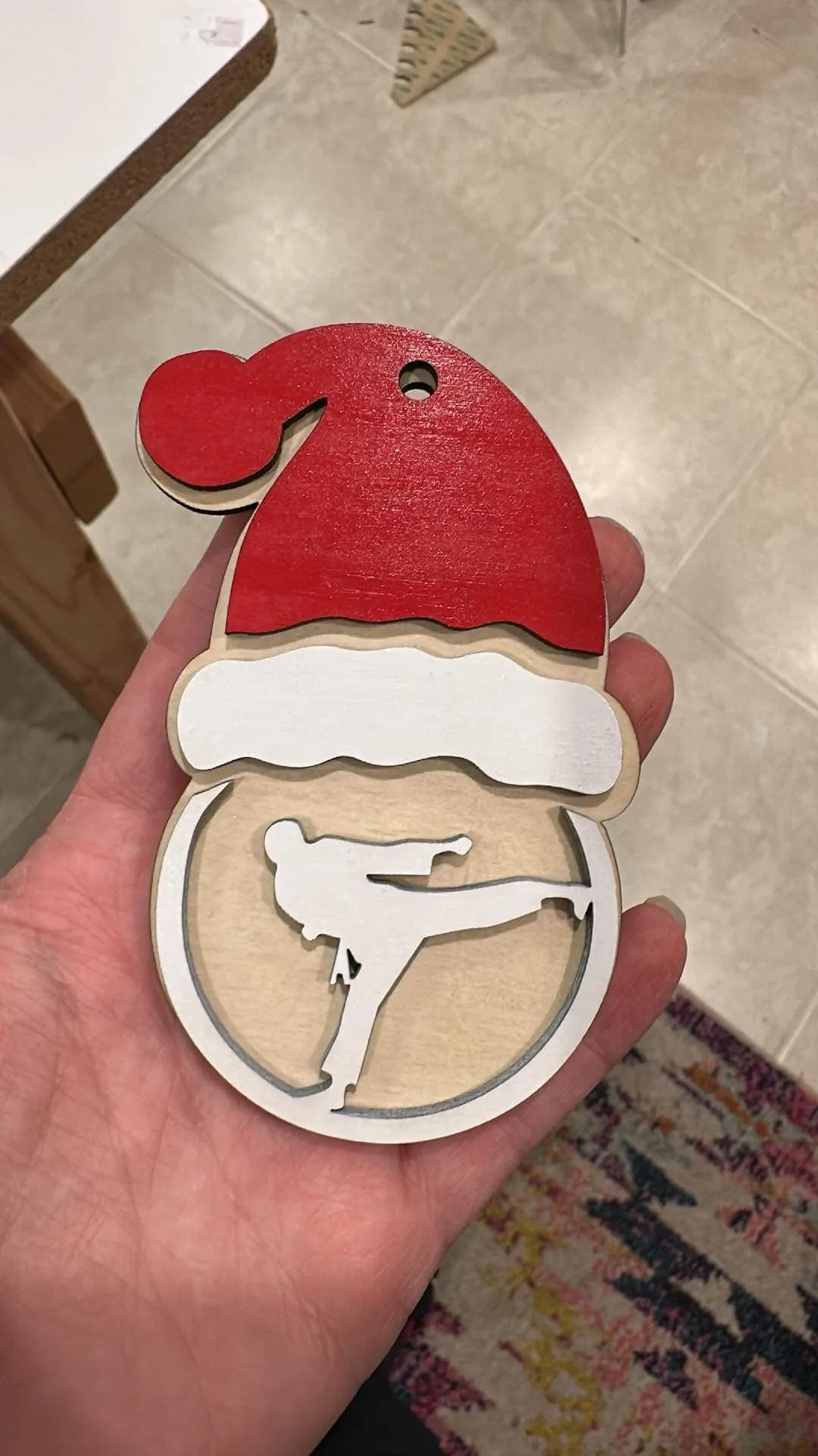 Personalized Sports Ornament with Santa Hat