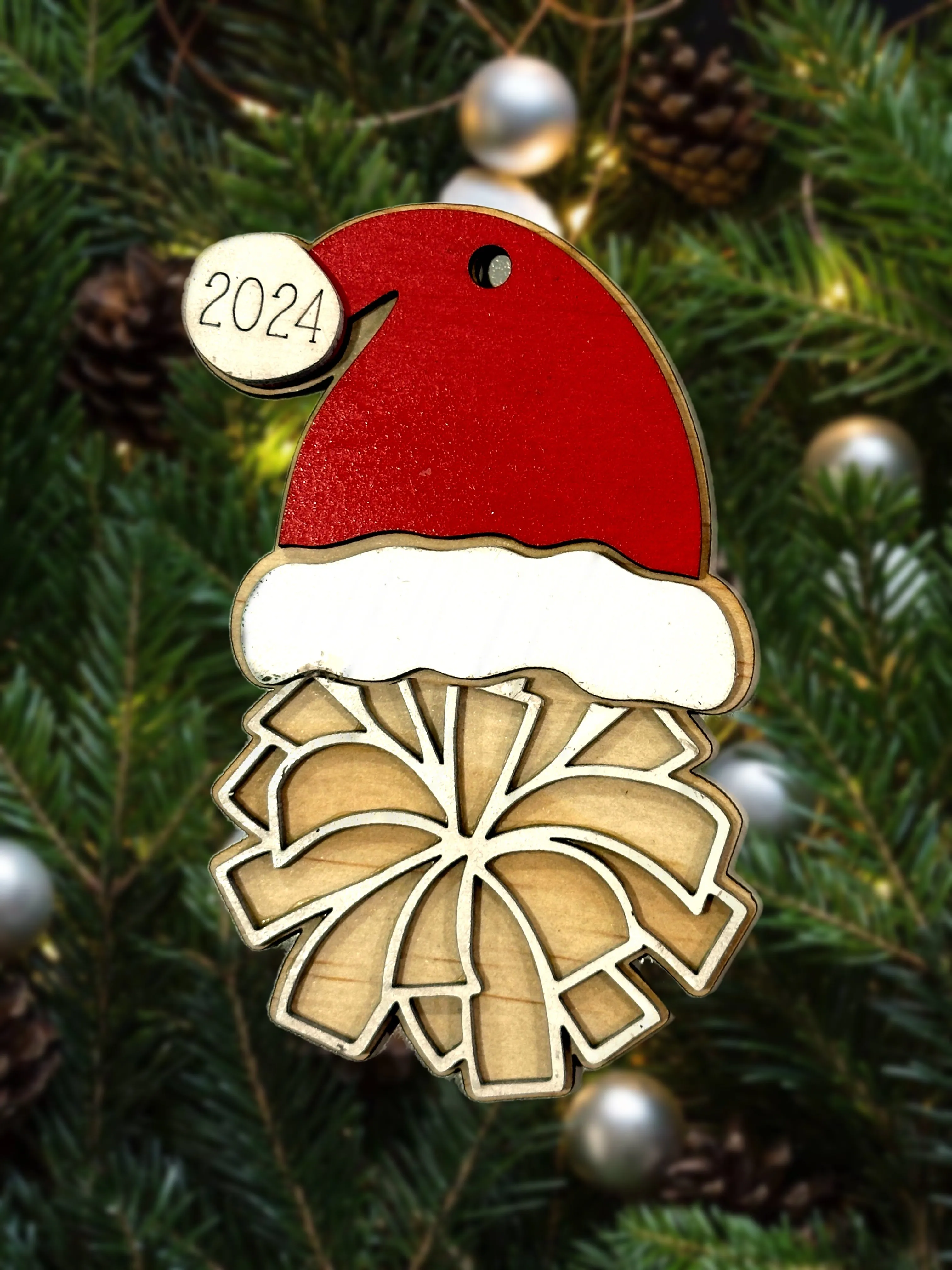Personalized Sports Ornament with Santa Hat