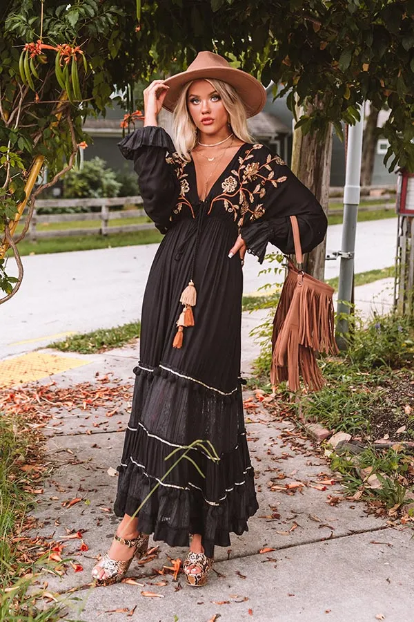 Pretty Tale Embellished Maxi In Black