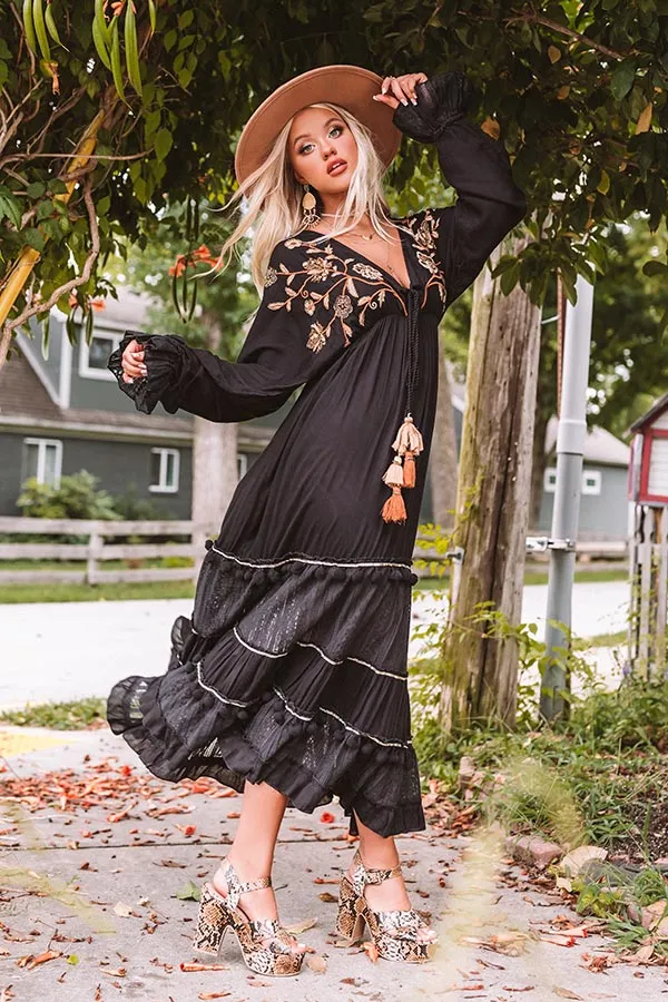 Pretty Tale Embellished Maxi In Black