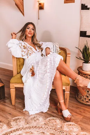 Pretty Tale Embellished Maxi In White