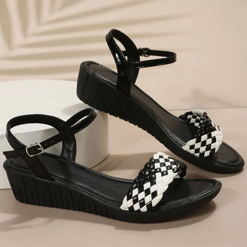 Purpdrank - Women Sandals Lightweight Wedge Sandals Summer Shoes For Women Elegant Heels Sandalias Mujer Ankle Strap Summer Footwear Ladies