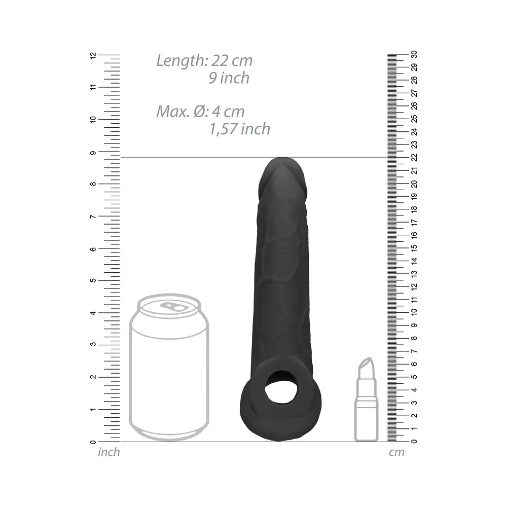 RealRock Realistic 9 in. Penis Sleeve Extender Sling Black