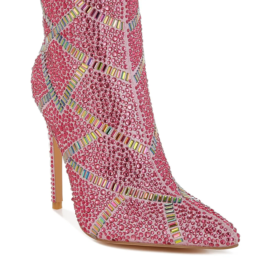 Rhinestones Embellished Stiletto Boots